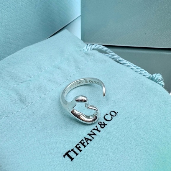 Vintage Tiffany & Co. Elsa Peretti Open Heart Ring Sterling Silver Size 7.75 - Picture 3 of 8